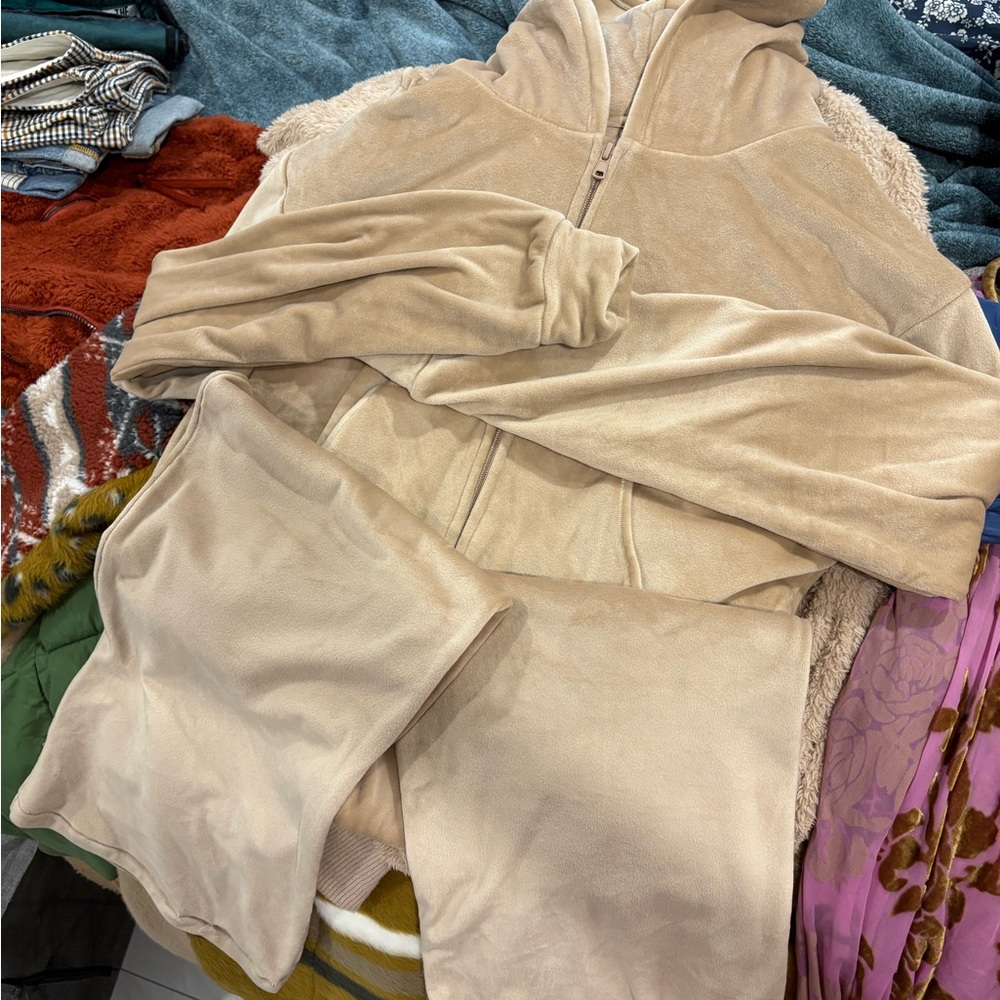 SKIMS Tan Velour Tracksuit
